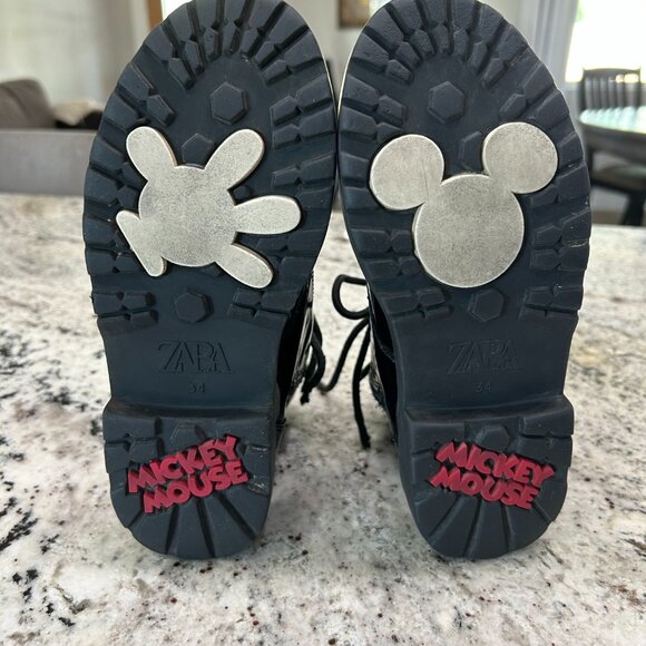 Zara | Disney Mickey Mouse Patent Leather‎ Combat Boots | SZ 34 (US Size 2) - Picture 6 of 13